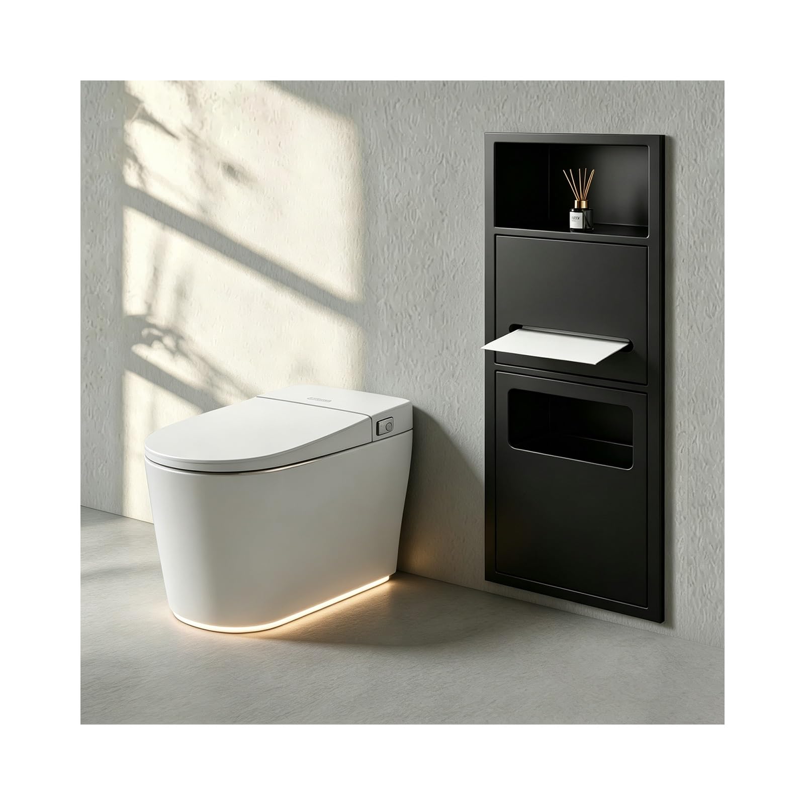 Recessed Toilet Niche, Concealed Trash Can Niche for Bathroom Kitchen