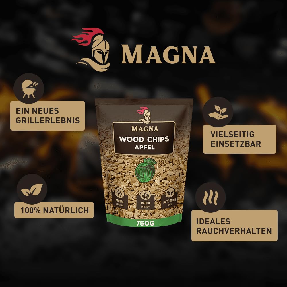 Magna Premium Wood Chips Set - 3,75 KG - Räucherchips, Smokerchips - 100% Natürlich - für Holzkohlegrill, Elektrogrill, Gasgrill in Räucherbox (Holz (verschieden))