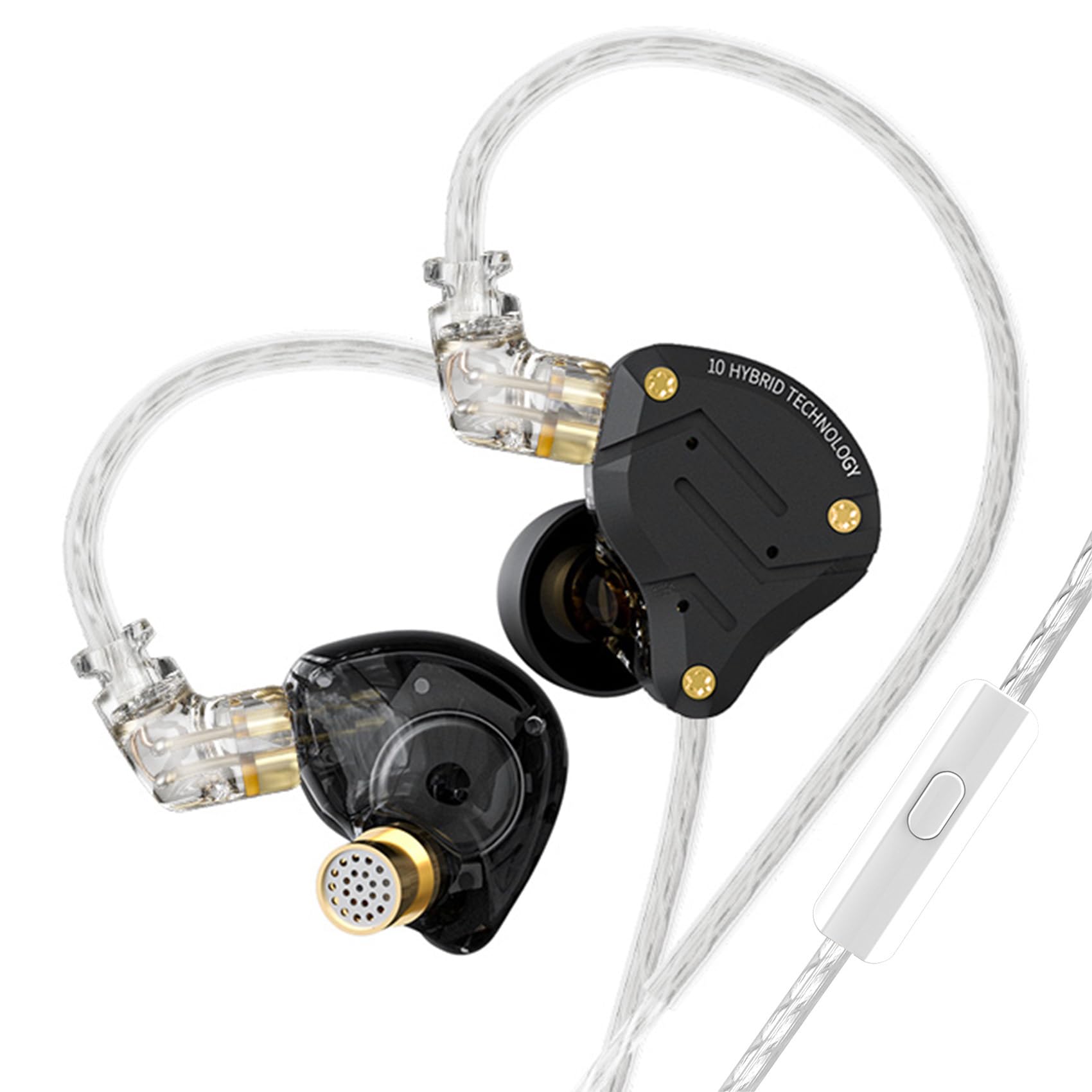 KZ ZS10 Pro w monitorze uszu, 4BA+1DD Multi Driver Earbuds Słuchawki IEM, Przewodowy zestaw słuchawkowy Hifi, Monitor sceniczny dla piosenkarza perkusista gitarzysty (matowy, z mikrofonem)