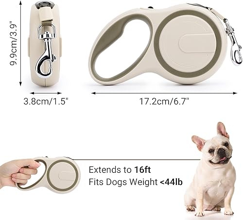 Miniatura 2 de Segarty Correa retráctil para perros pequeños, correa resistente de 16 pies para perros medianos de hasta 44 libras, mango antideslizante, cinta de