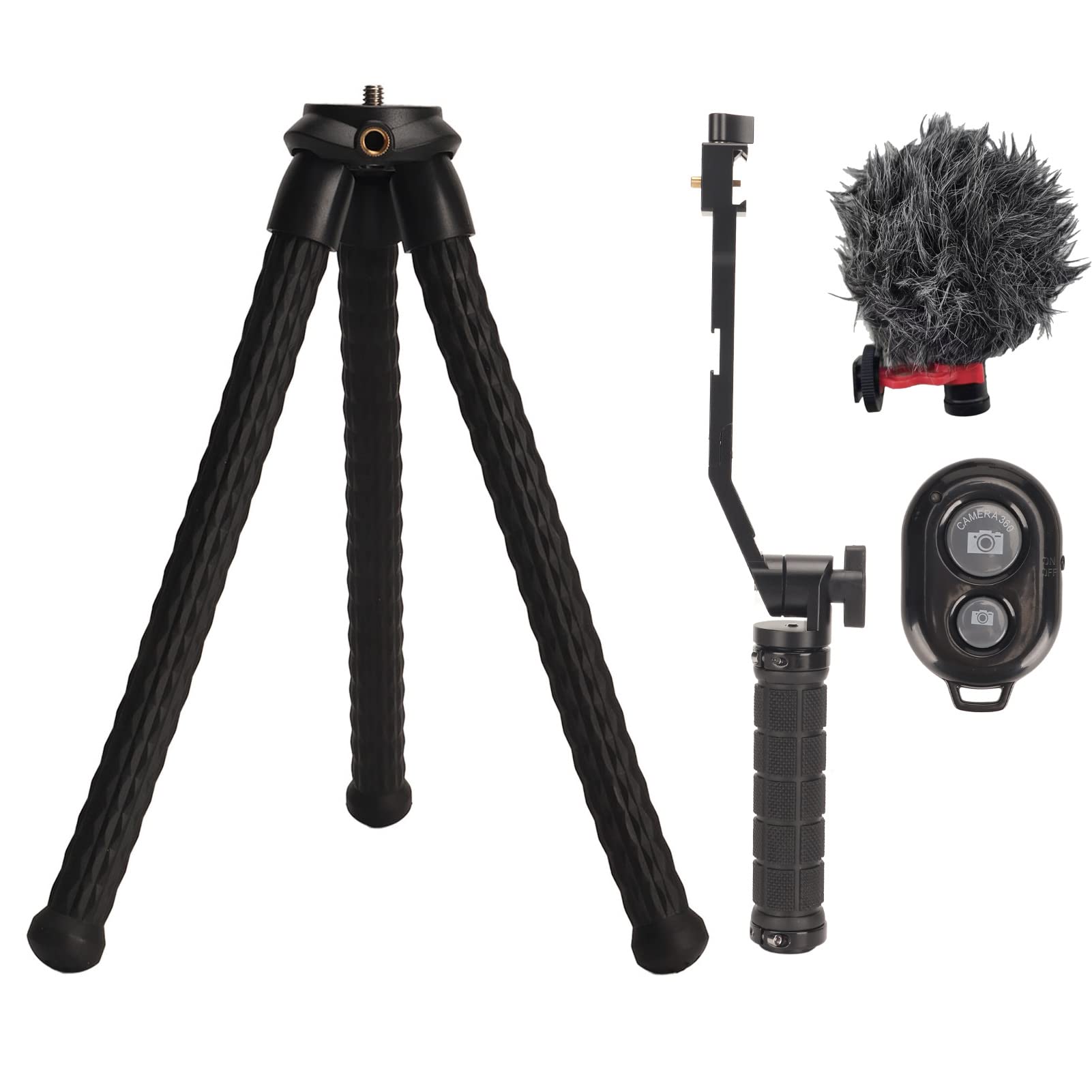 Mini Trípode Flexible Trípode Portátil Ajustable con Soporte de Zapata Fría para Vlogging Compatible con 12 11 y Cámaras DSLR (con micrófono)