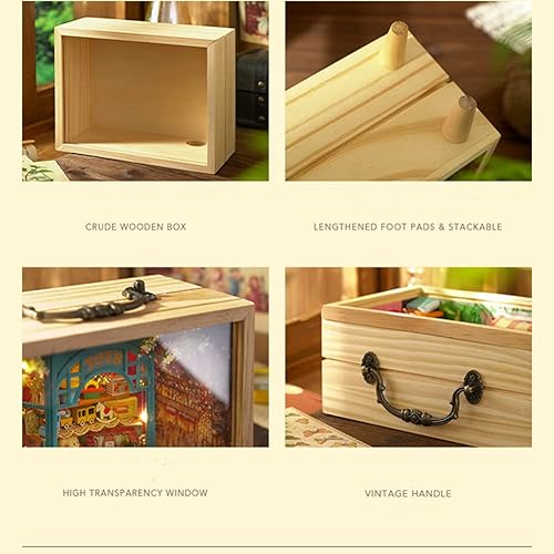 Miniatura 2 de Casa de muñecas Kit de muebles de madera en miniatura, mini casa de muñecas hecha a mano con LED, escala 124, juguetes creativos para manualidades,