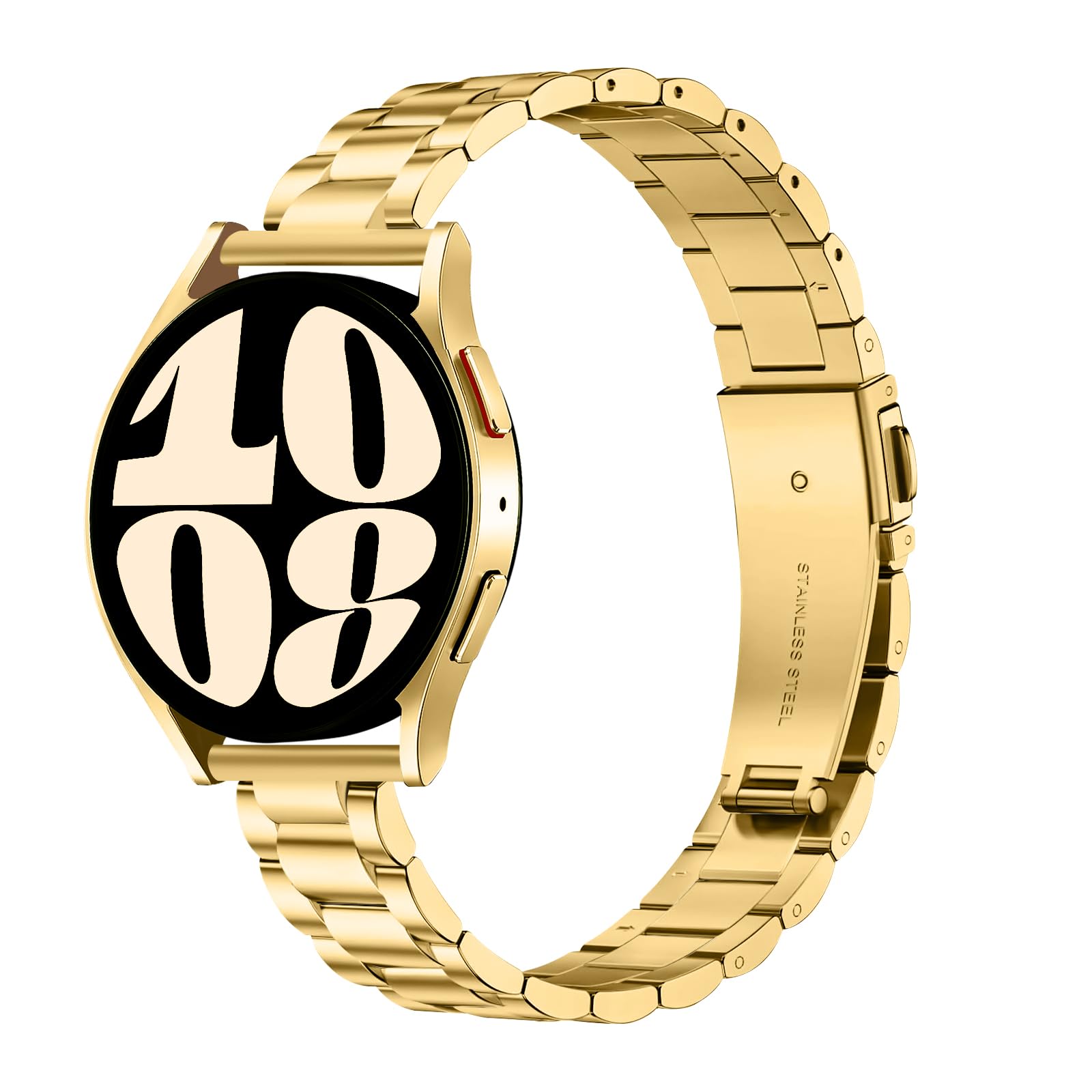 HAYONLIY Thin Band Compatible for Samsung Galaxy Watch 6/5/4 40mm 44mm, 5 Pro 45mm, Watch 6/4 Classic 43mm 47mm 42mm 46mm, 20mm Metal Stainless Steel Replacement Adjustable Strap for Women Men-Gold