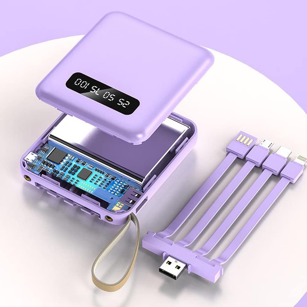 Mini 20000 MAh Duża pojemność jest dostarczana z czteroprzewodowym ładowaniem Skarbiec Przenośny power bank z szybkim ładowaniem (Color : Pink, Size : 20000mAh)