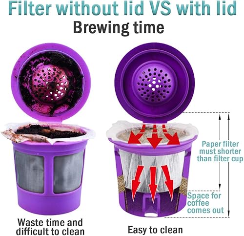 Vista 5 de CAPMESSO Filtros de café desechables con tapa, filtro de papel Kerig para cápsulas reutilizables de una sola porción compatible con cafetera Keurg