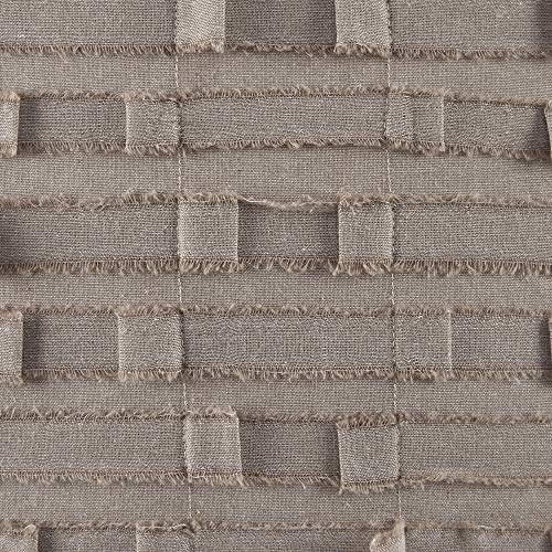 Image of INK+IVY Kerala Mid Century Modern Cotton Square Decorative Pillow Sofa Cushion Lumbar, Back Support, 20 inchx20 inch, Chambray Jacquard Taupe
