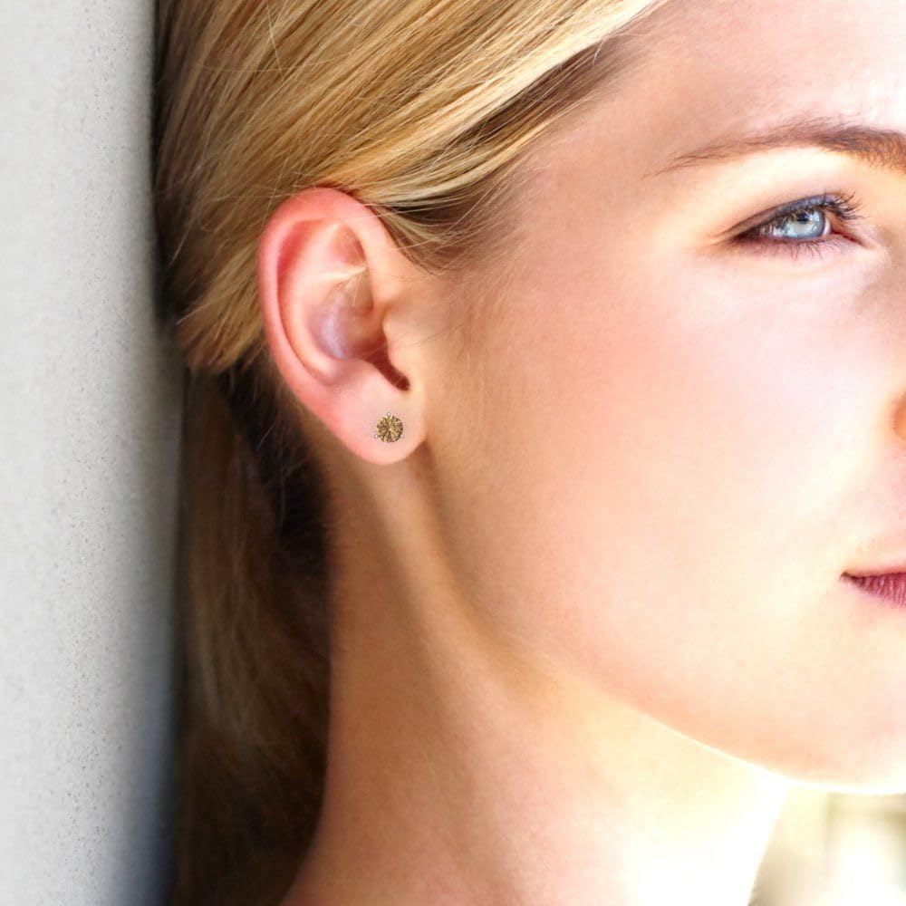 14K White Gold Simulated Champagne Diamond Stud Earrings with Screw back - Hypoallergenic, 0.5 cttw - Minimalist Women's Fine Jewelry - Image 5