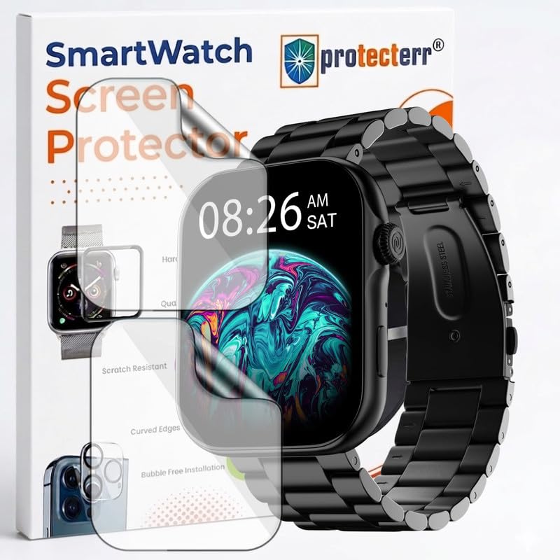 Image of 2 Pack Smartwatch Screen Protector for Noise ColorFit Ultra 3 1.96 inch - Flexible TPU Screen Guard, Ultra Thin, Scratch Resistant, Bubble Free, Full Coverage - Not Tempered Glass