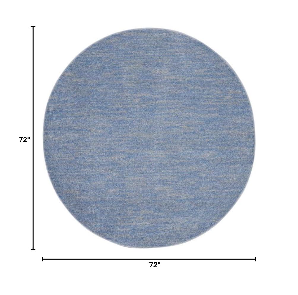 HomeRoots 479800 6 x 6 ft. Blue & Gray Striped Non Skid Indoor & Outdoor Round Area Rug