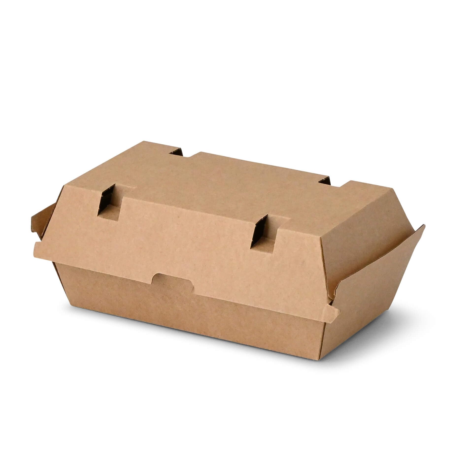 BIOZOYG Caja de cartón kraft Take Away 200 piezas I Cajas de comida robustas con tapa de bisagra alta I Caja de snacks I Envase To Go de cartón marrón 21,4 x 11,4 x 8,5 cm I Biodegradable