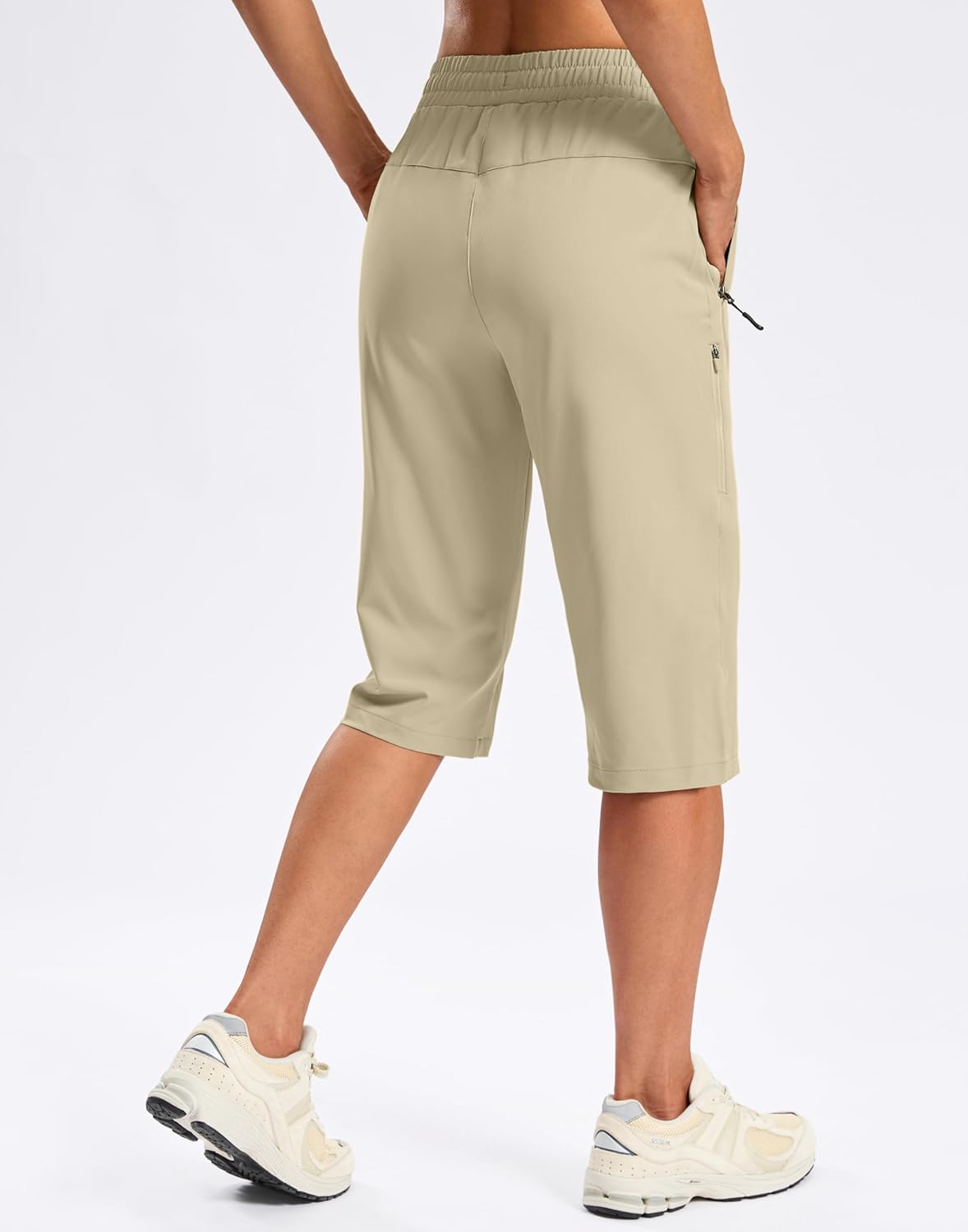 SANTINY Women's 15" Long Shorts Below The Knee Capri Hiking Cargo Shorts Lightweight Quick Dry Elastic Waist for Casual - Image 2