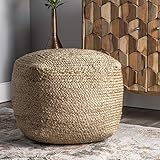 nuLOOM Cork Braided Solid Jute Filled Ottoman Pouf