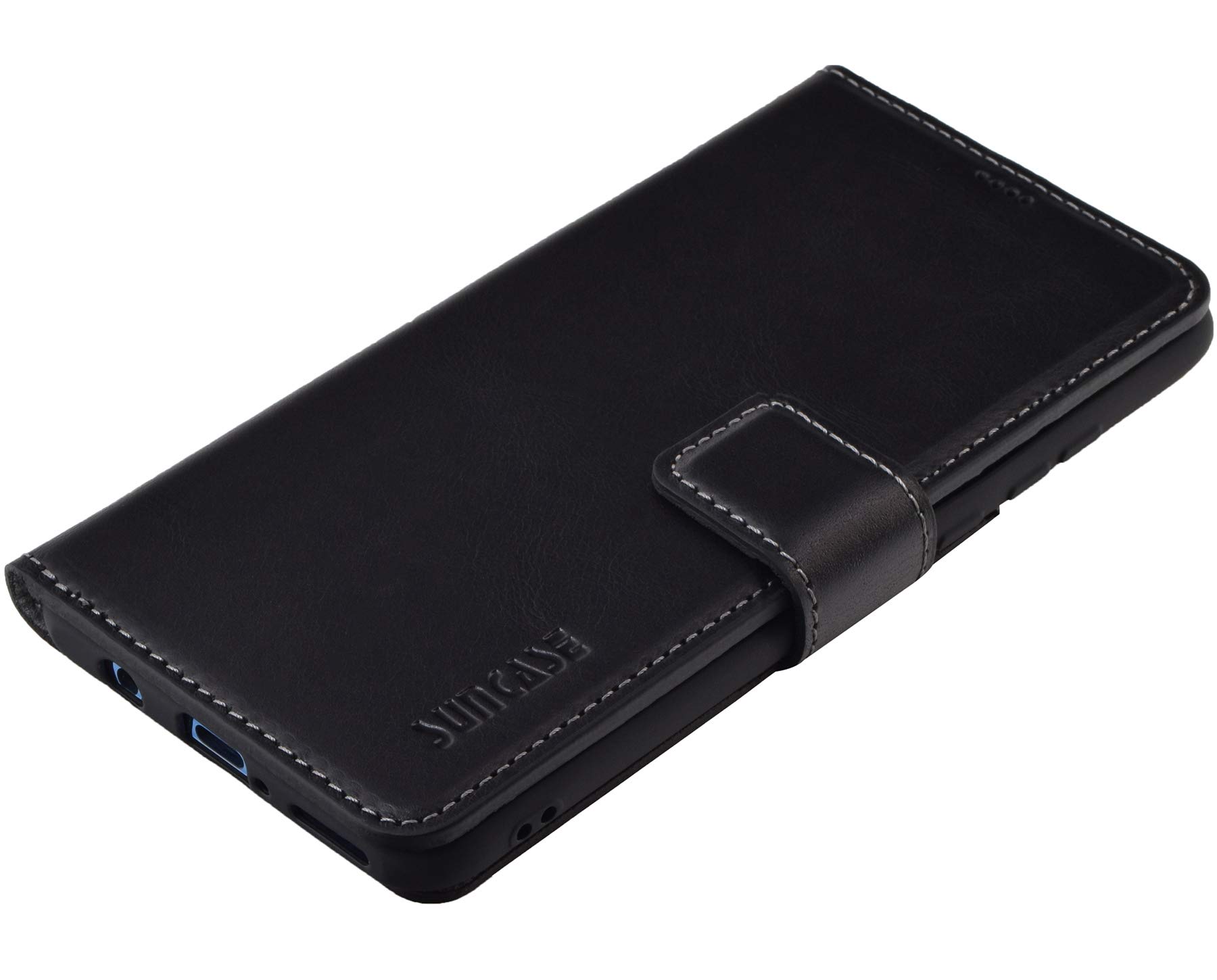 Suncase - Custodia in Pelle per Huawei P30 Lite New Edition