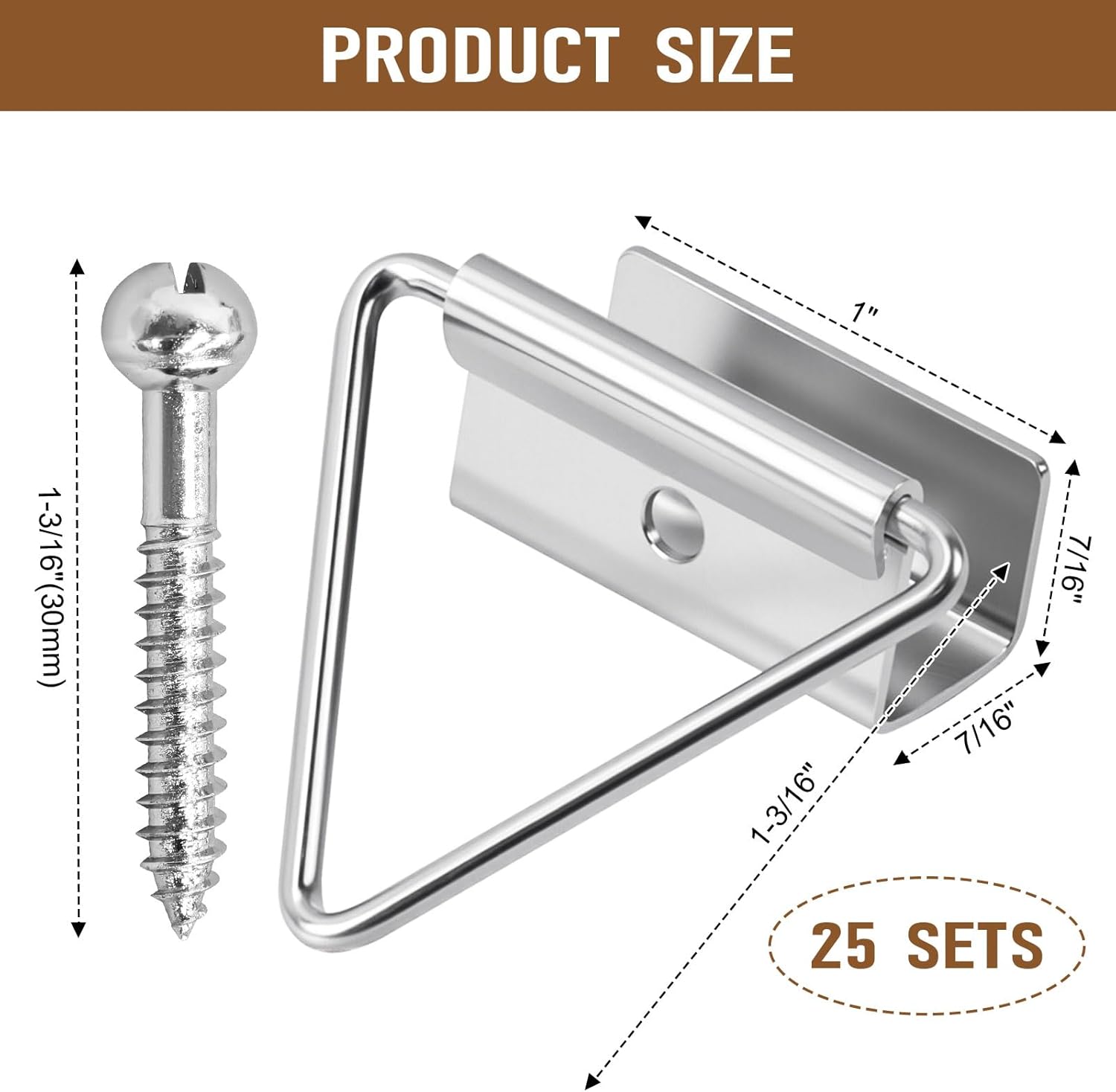 25 Pack PL 14656 Window Screen Bottom Latches Replacement for Prime-Line Bottom Clips, Window Screen Retainer Clips with Ball-Head Screws, Window Screen Pull Tabs 7/16'' Mill Finish