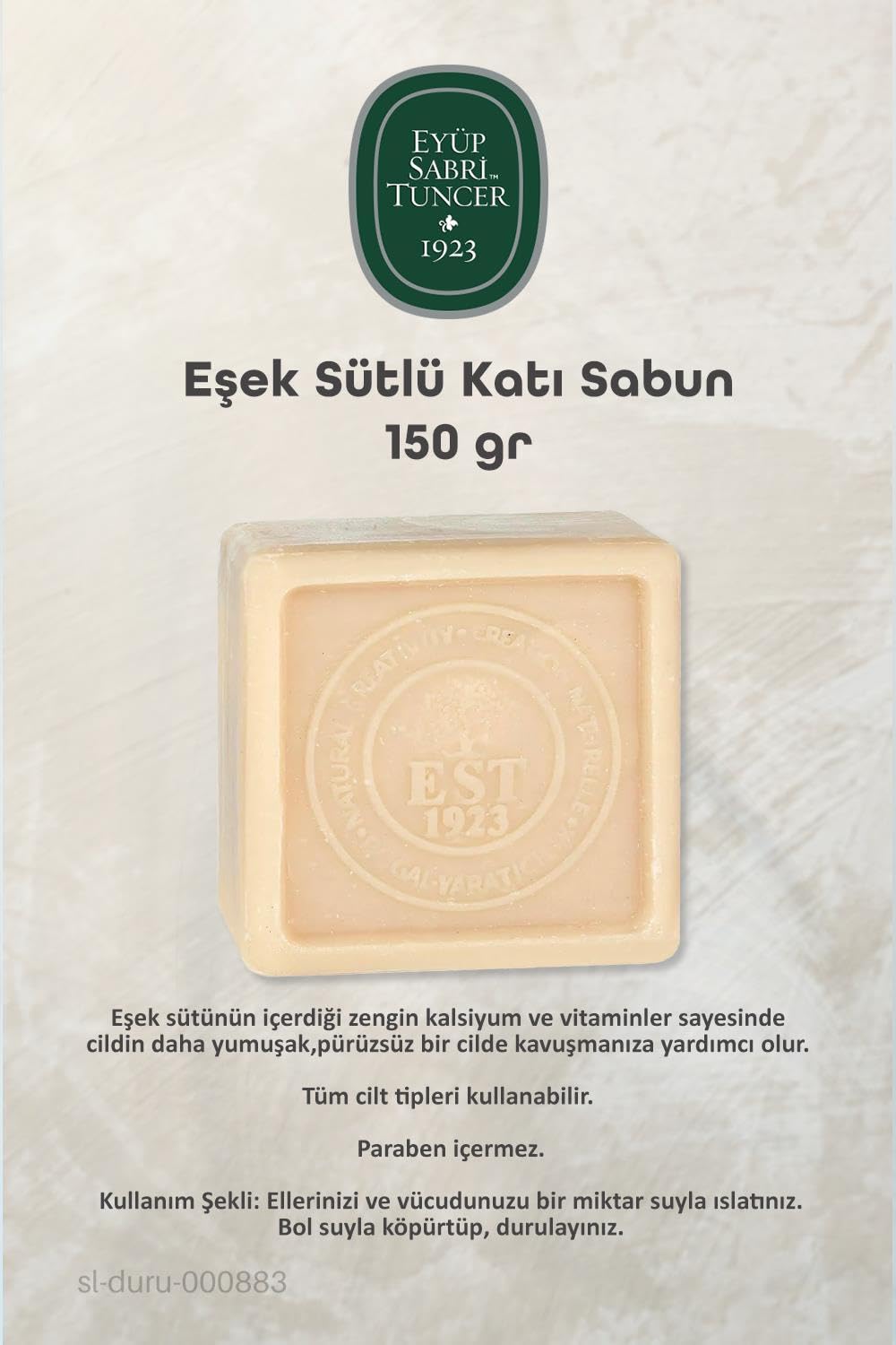 3 Adet Eyüp Sabri Tuncer Eşek Sütlü Katı Sabun 150 gr ve%100 Doğal ROSIE Pamuk