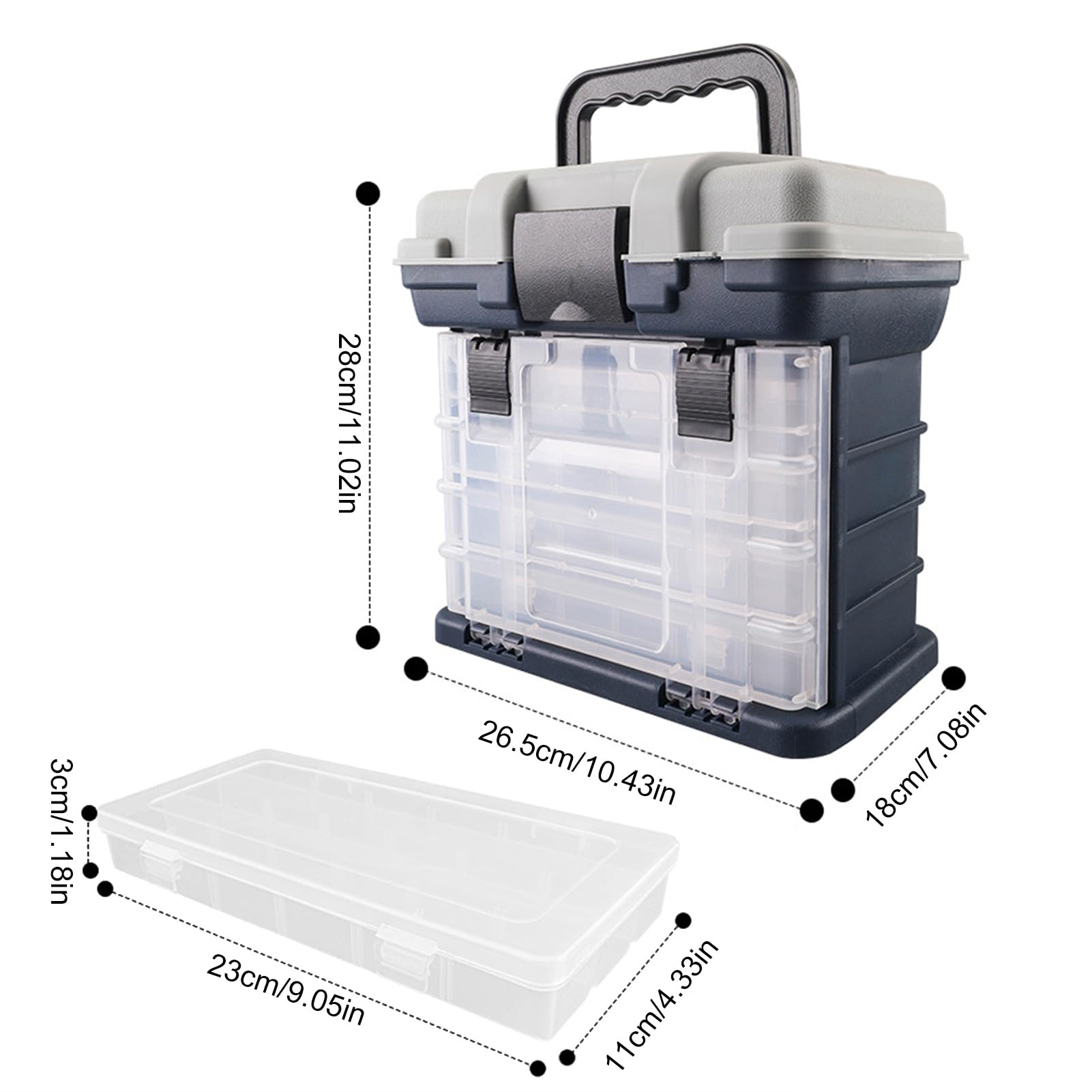 Boîte de rangement portable avec 4 tiroirs, grande boîte de rangement pour articles de pêche, plusieurs compartiments, boîte utilitaire pour matériel de pêche, perles