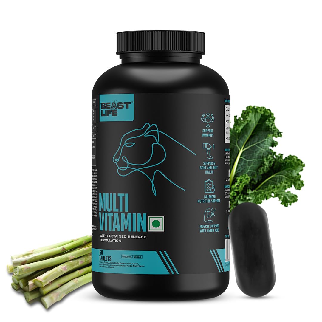 BeastLife Multivitamin Tablets With 30 Plus Nutrient Supports | Vitamins, Minerals, Biotanical Extract, Amino Acids & Active Ingredients |Boosts Immunity, Energy & Daily Wellness | 60 Tablets | Vital Nutrients for Active Lifestyle-image-32