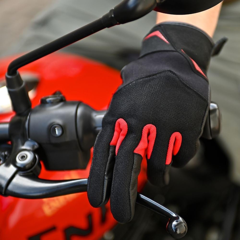 KSK Gants Été VERAO Gants Moto, Scooter Noir et rouge