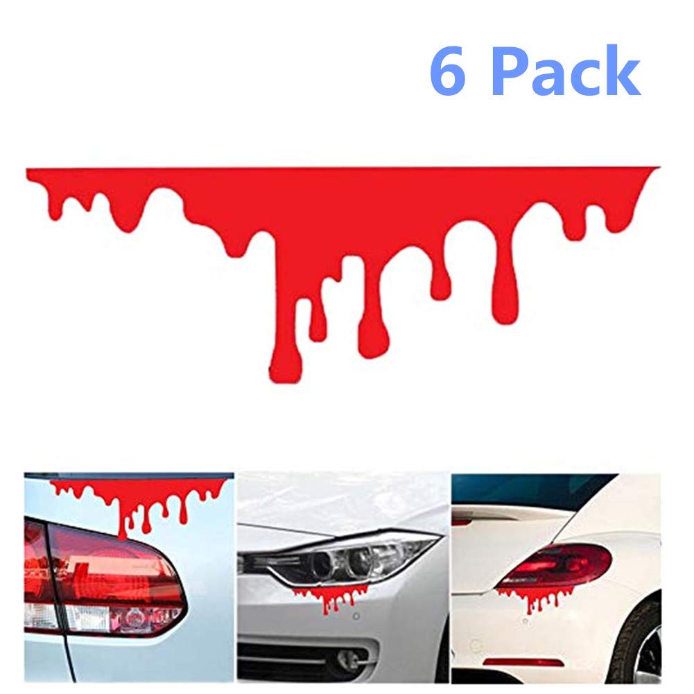3D Auto Car Sticker, Adv-one 6 pcs Blood Bleeding Car Sticker Decal, Waterproof Self-Adhesive Vinyl Reflective Sticker for Car Headlamp Taillight Truck Motorcycle Laptop Ipad Window