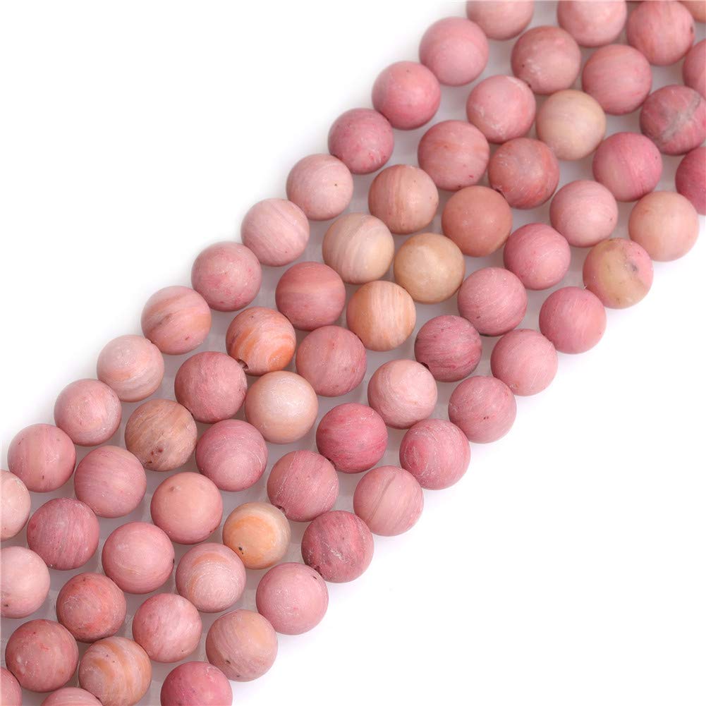 SHGbeads 6mm Frost Matte Pink Rhodonite Jasper Semi Precious Gemstone Round Loose Beads for Jewellery Making DIY Handmade Craft Supplies 15" โ image 1