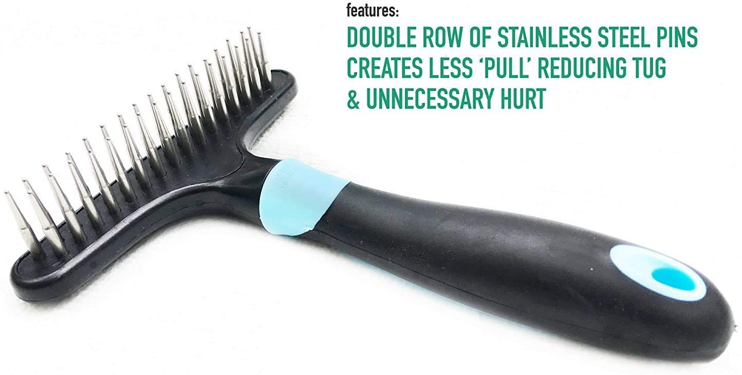 Hunde-Unterfellharke - Entfilzungsbürste Für Hunde & Katzen | Zweireihige Edelstahlstifte