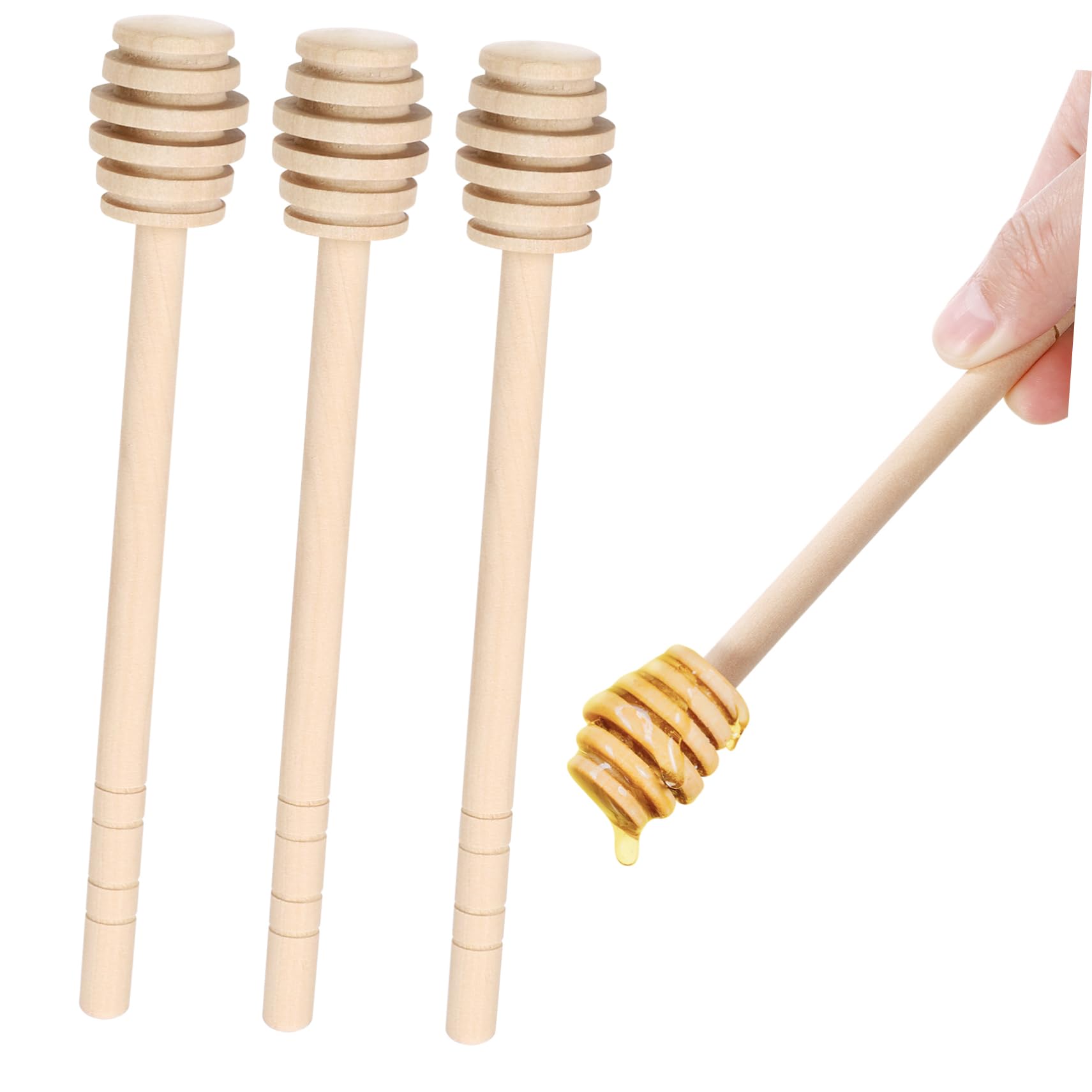 BEBEMOKO 3pcs Honey Stirrer Jam Dipper Drink Stirrer Dipper Sticks Bee Honey Spoon Honey Pot Small Honey Dipper Honeycomb Dipper Stirrers Honey Stirring Sticks Dippers Wooden re-usable