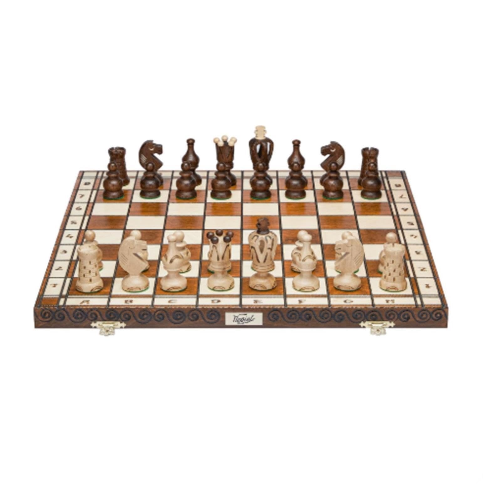 Set di scacchi in legno intagliato europeo in stile vintage | Scacchiera pieghevole, pezzi degli scacchi artistici in legno da collezione e regalo