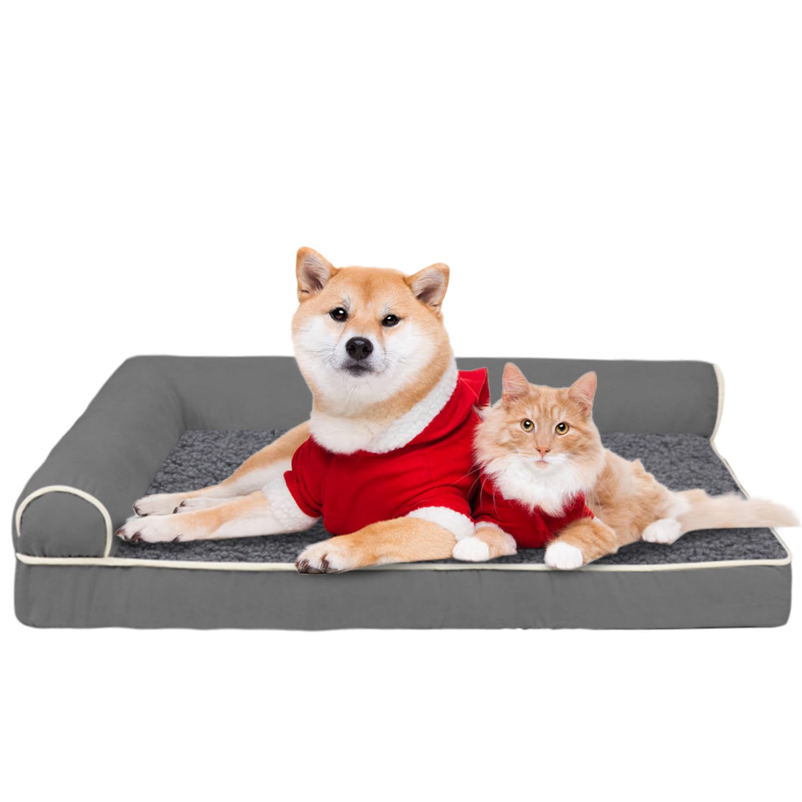 RUYICZB Orthopedic Dog Bed Medium Size Dog, Memory Foam Dog Beds for Crate with L-Shaped Bolster Pet Couch Washable Egg Crate Foam Dog Sofa Bed for Large Dogs Non-Skid Bottom,Dark Gray,L