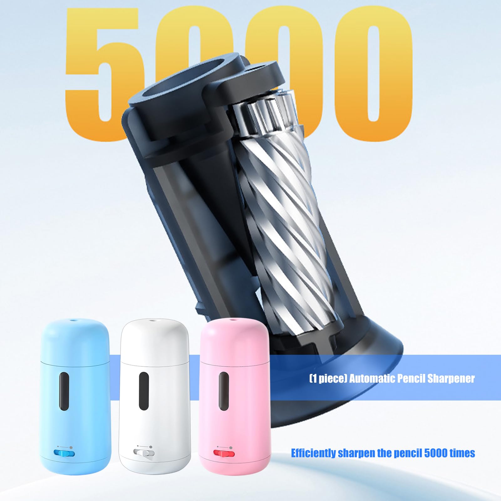 Temperamatite elettrico con alimentazione automatica, alimentato tramite USB, 3 impostazioni di spessore, per carboni e matite da 7 mm-8 mm, temperamatite automatico