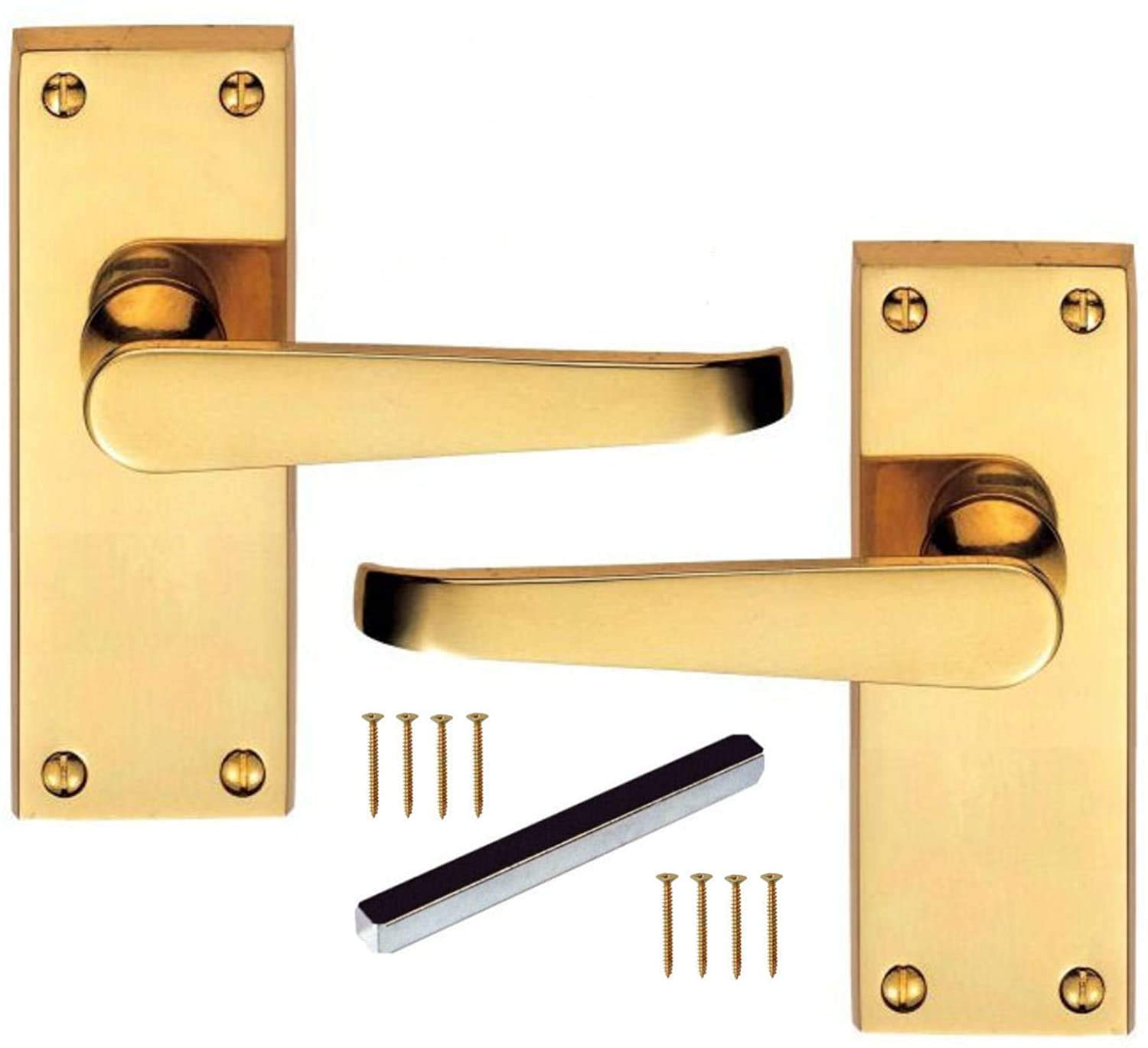 Golden Grace Straight Door Handle in Polished Brass Finish - 120mm x 40mm Backplate
