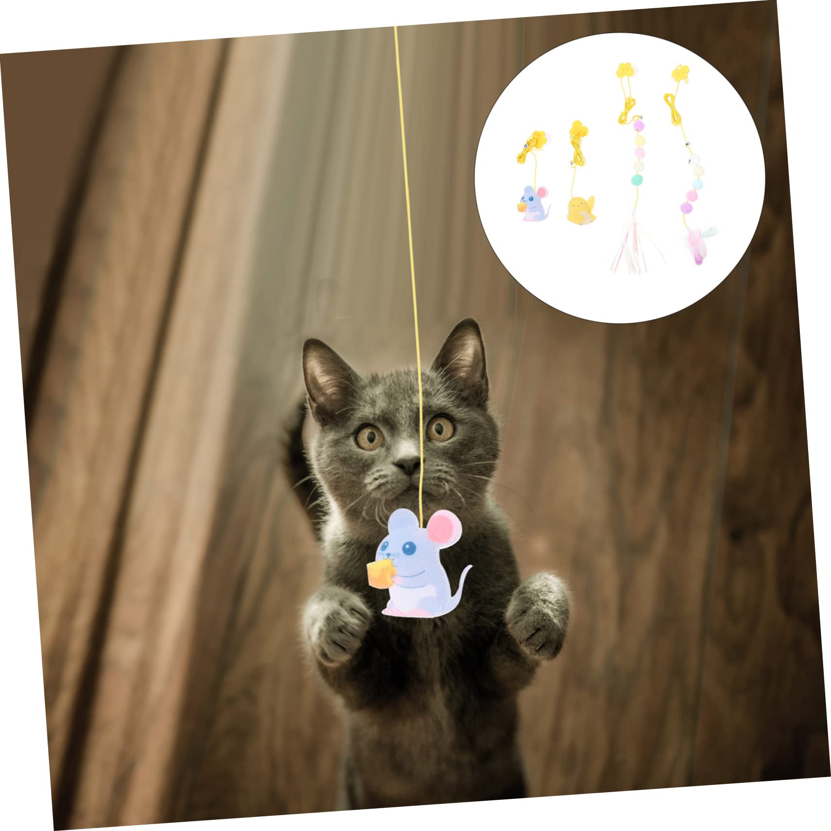 DOITOOL 20stücke Teiliges Interaktives Katzenspielzeug Selbstunterhaltungs-Teaser Mit Elastischem Seil Für Katzen Einfache Montage Am Türrahmen Und Langlebig Für Ihre Katze