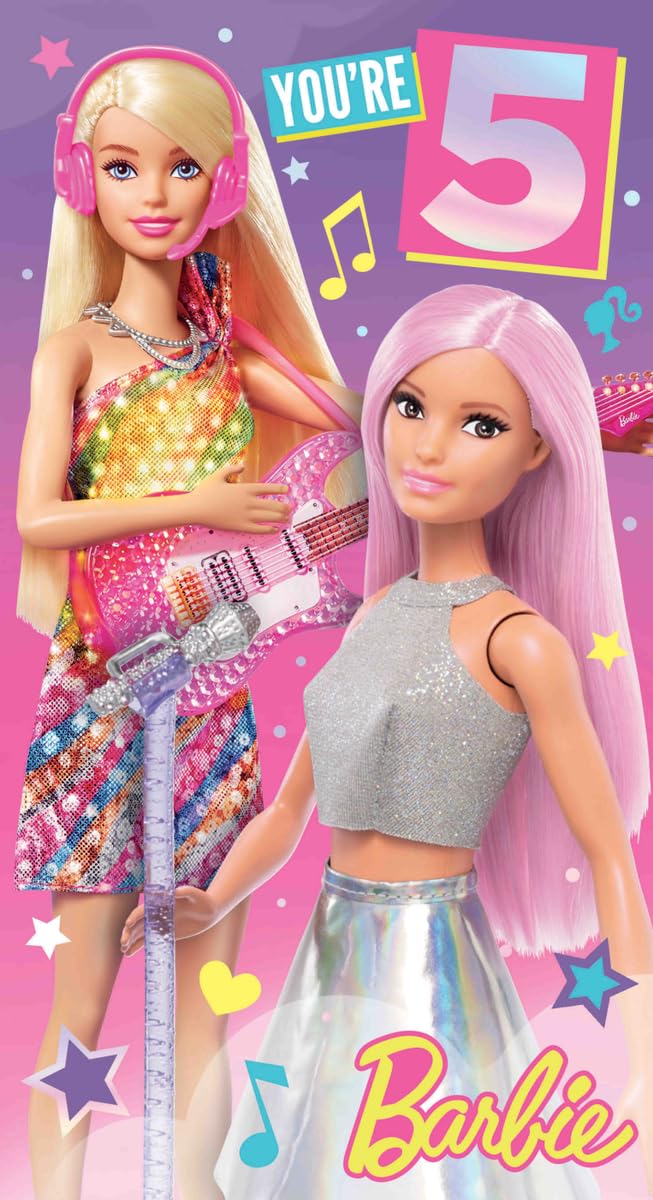BARBIE BIRTHDAY CARD AGE 5, CARD FOR BARBIE LOVERS, 5TH BIRTHDAY, FOR HER, SISTER, DAUGHTER, COUSIN