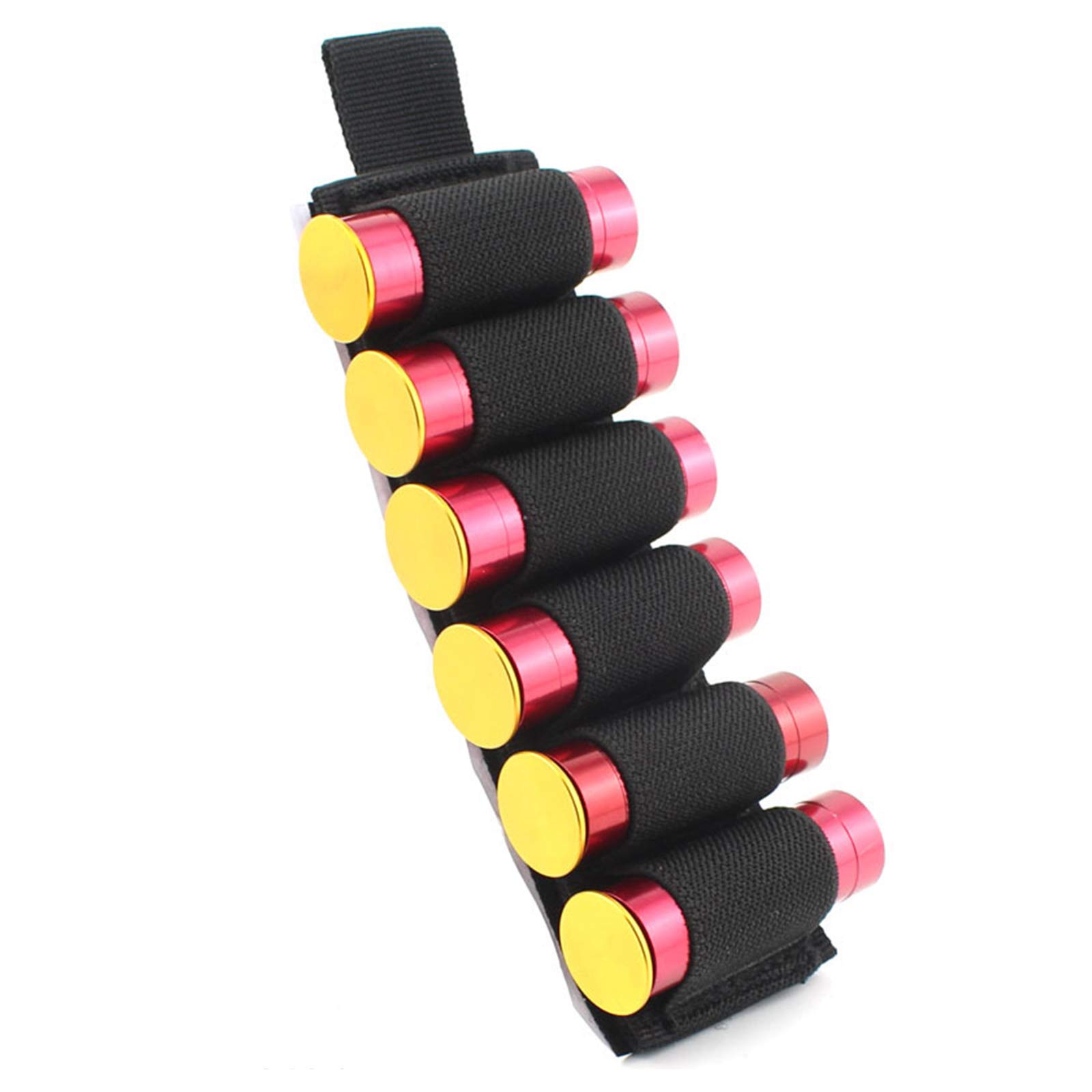 Porta cartucce per Fucili - Porta cartucce per Munizioni 6 Rotondi - Porta Munizioni tattico in Nylon con Strisce adesive per cartucce per Fucili Airsoft(Black)