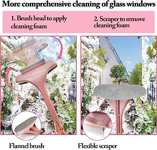 Image of SmaringRobot Window Cleaning Brush 2 Sides - Double Sided 2 in 1 Mirror Cleaner Wiper & Brush, Detachable Dust Cleaner for Mesh, Windows, Glass & Home Surfaces (MultiColor) (Pack of 1)