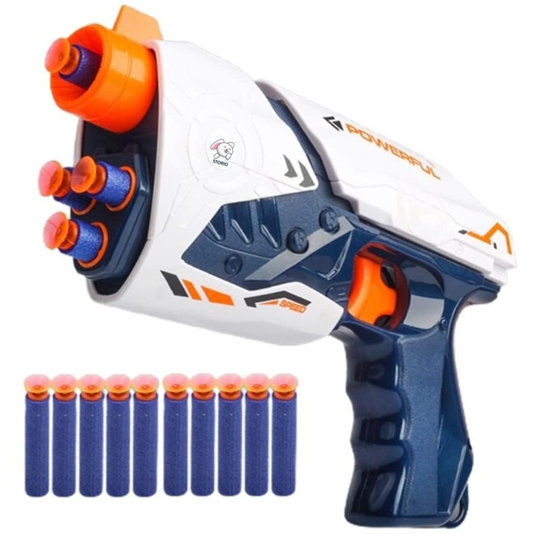 Storio Blaze Storm Soft Bullet Gun Toy with 10 Safe Soft Foam Bullets, Fun Target Shooting Battle Fight Game for Kids Boys (Super Gun), Multicolor-image-8