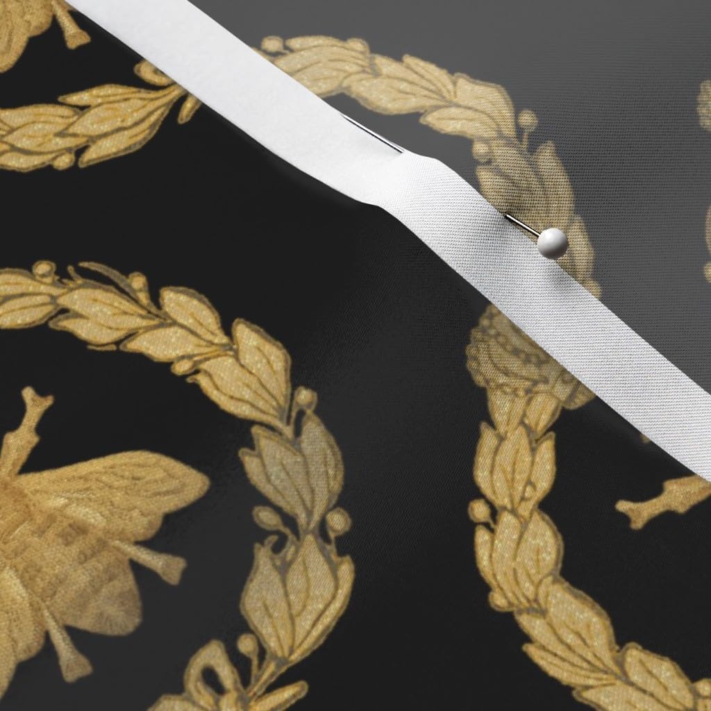 Spoonflower Fabric - Bees Bee Black Classic Gold Honeybee Printed on Satin Fabric by The Yard - Sewing Lining Apparel Fashion Blankets Decor