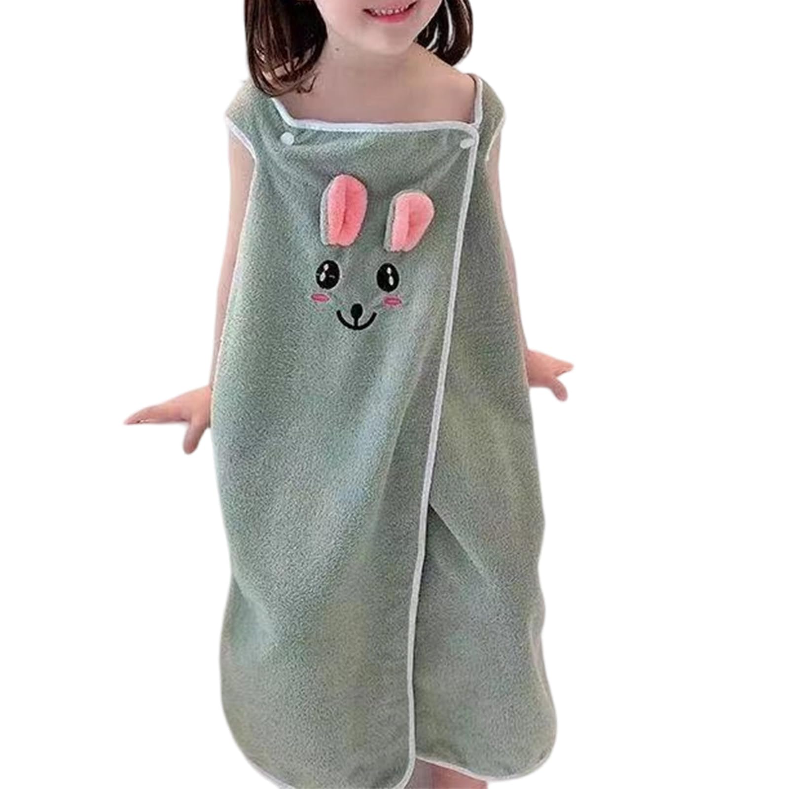 ZEPFJHE Kids Wearable Bath Towel with Hairband Soft Polyester Fiber for Bathing and Swimming Absorbent Bath Robe for Kids