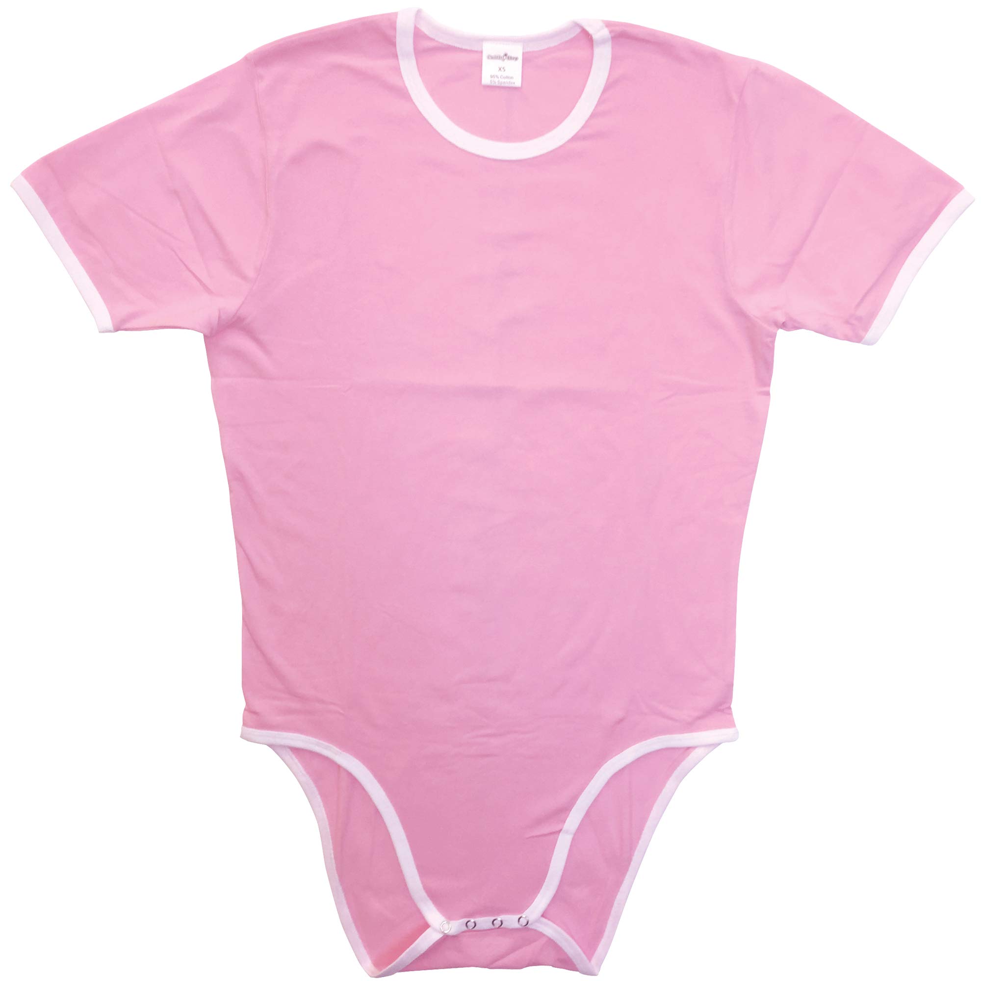 Cuddlz Baby Pink Cotton Stretch Adult Short Onesie ABDL Romper Body Suit