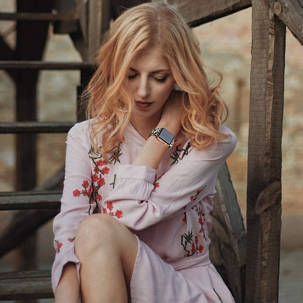 BMBEAR Sports Band Floral Bands Compatible with Apple Watch Band 38mm 40mm Soft Silicone Fadeless Pattern Printed Replacement Sport Band for iWacth Series 6 5 4 3 2 1 Leopard Photo