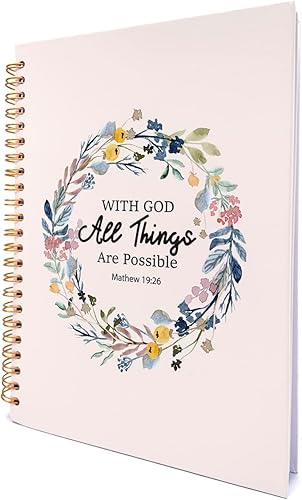 Miniatura 1 de Cuaderno de espiral con versículo bíblico con Dios All Things are Possible de tapa dura de 6 x 8 pulgadas, cuaderno de espiral de las Escrituras