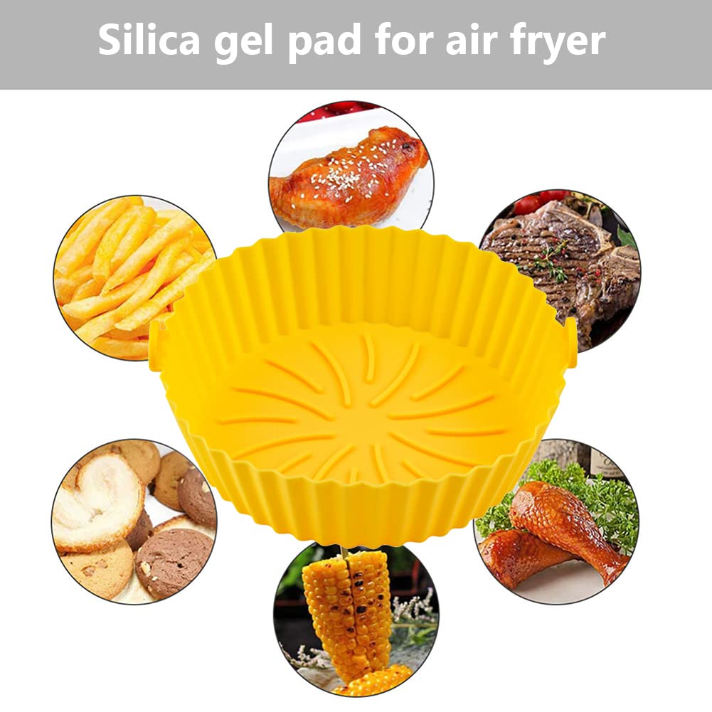Pentola In Silicone Per Friggitrice Ad Aria, 2 Pezzi Riutilizzabili Da 17 Cm Con Manico - Ideale Per Microonde E Forno (Blu)
