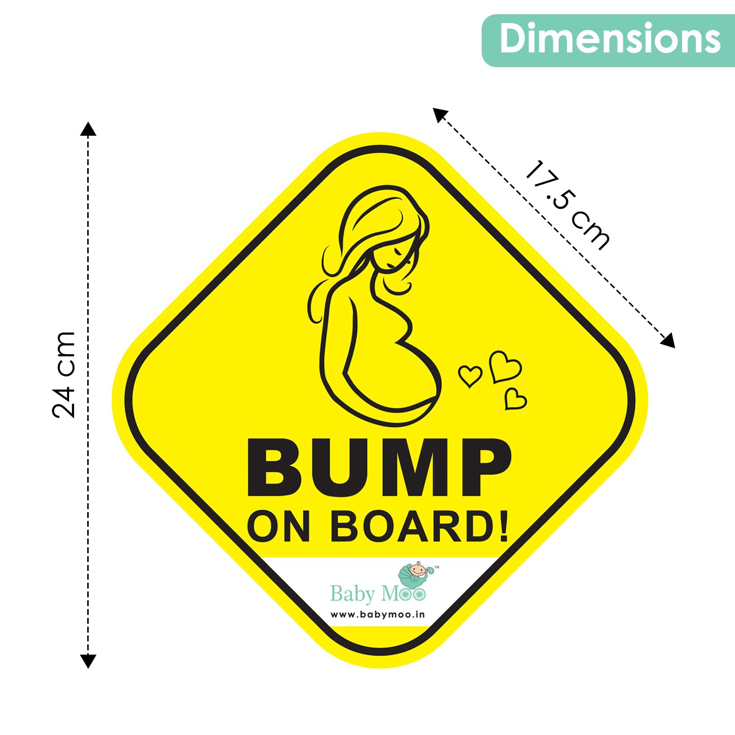 BabyMoo Mama On Board Pregnancy Safety Sign for Car with Vacuum Suction Cup Clip Yellow -Weatherproof Car Decal-Adorable Design for Maximum Attention-Enhance Road Visibility-Easy to Apply and Residue - Image 3 thumbnail