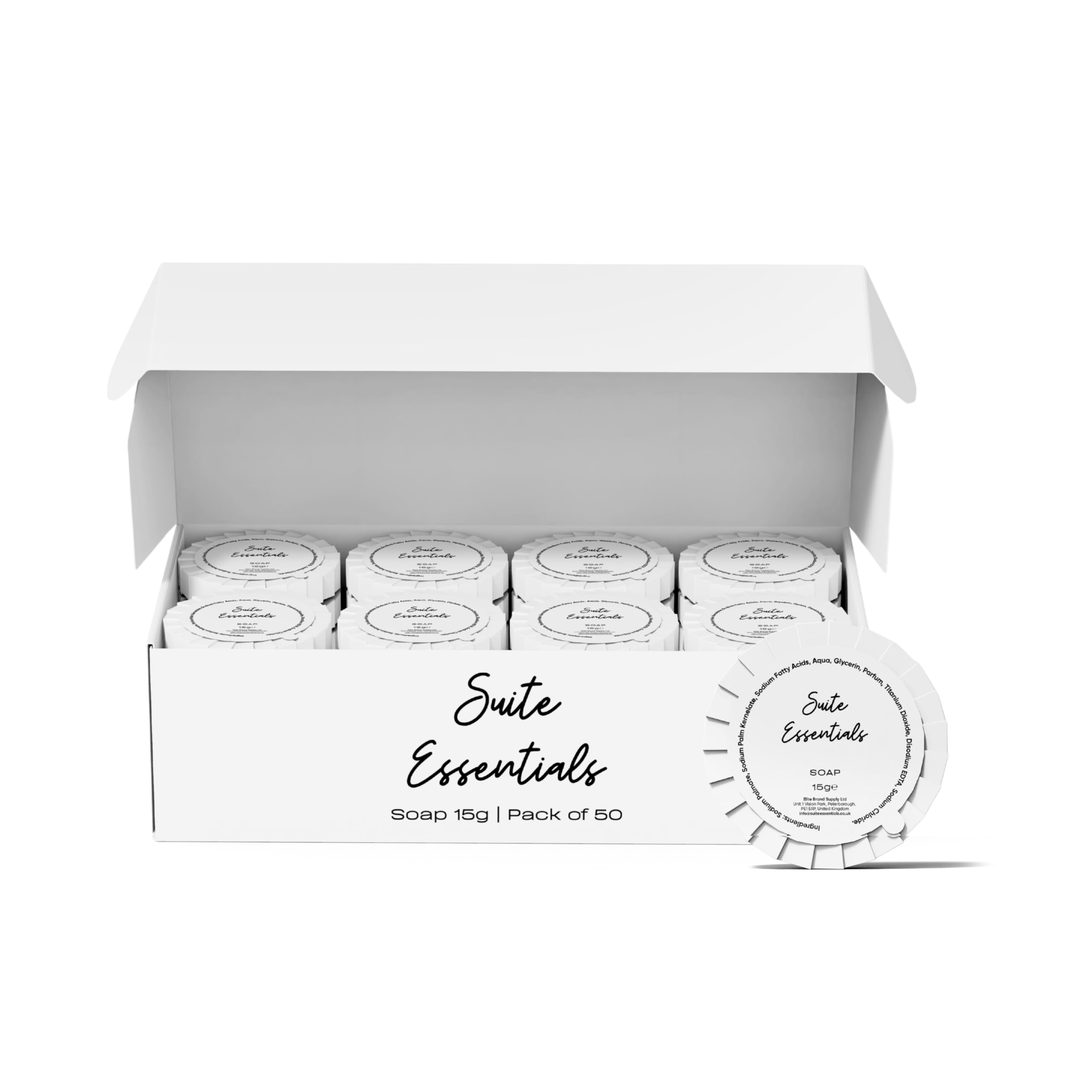 50 x 15 g Barres de savon en vrac - Idéal pour hôtels, chambres d'invités, Airbnb et hébergement, emballage recyclable, achat en gros de mini articles de toilette en multipack
