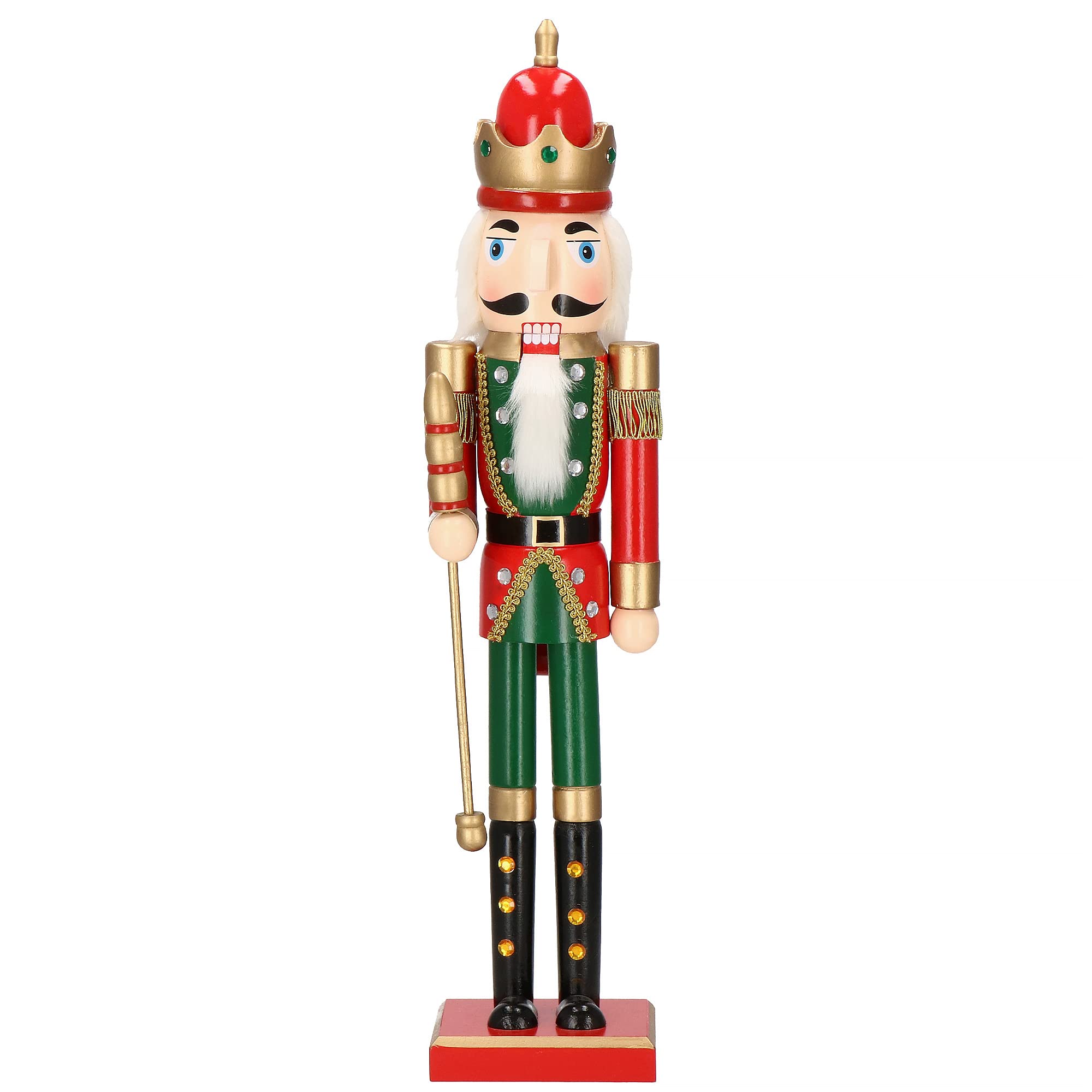 SPRINGOS Schiaccianoci statuetta in legno re con scettro 61 cm Natale decorazione natalizia