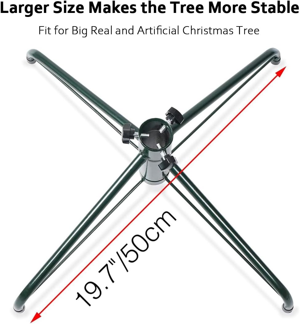 Elfjoy Christmas Tree Stand 19.7 inches Iron Metal Bracket Rubber Pad with Thumb Screw (50cm)