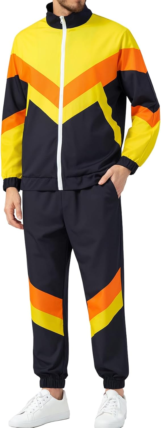 Deaboat 80s Outfit for Men 90s Track Suits Mens Halloween Costumes Retro Tracksuit Windbreaker Sportswear