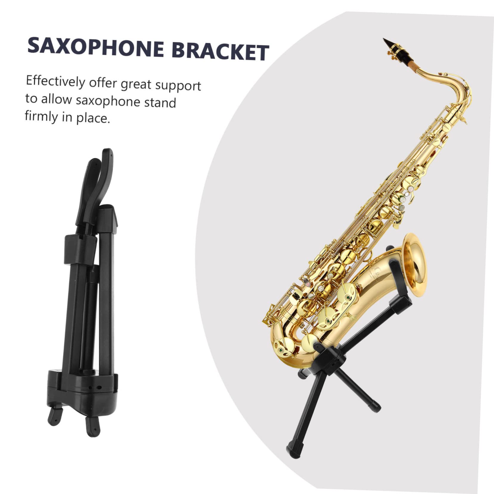 TOYANDONA Robuster Saxophonhalter aus Metall und Abs mit Aufbewahrungstasche Tragbar und Praktisch für Zuhause und Ausstellung Zusammenklappbarer Tenorsaxophonständer in Schwarz