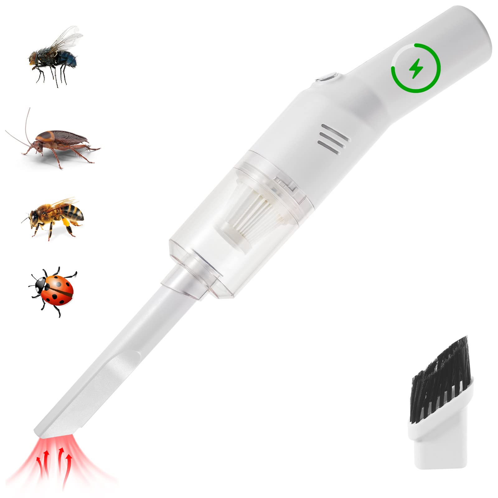 Vacuum Bug Catcher Insect and Spider Catcher Trap with USB Charging & Rechargeable Battery, Bug Sucker Vacuum for Adults and Kids, Bug Vacuum for Moth Cockroach Spider Ant Bedbug and Small Insects