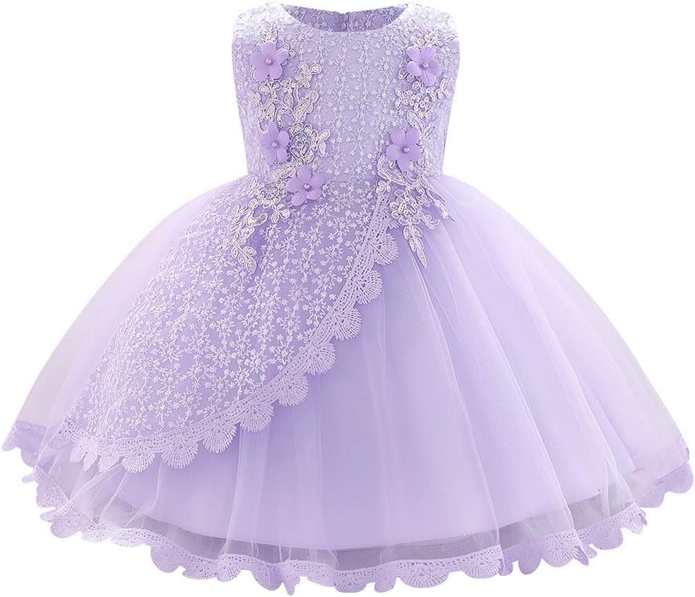 Lace Flower Girls Sequins Bow Tutu Dress for Infant Baby Christening Baptism Communion Birthday Party Wedding Dresses