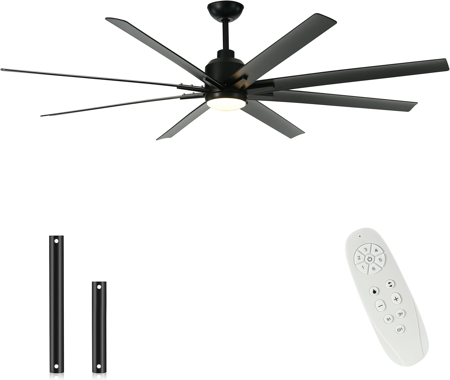 FINXIN Indoor Ceiling Fan Light Fixtures Black Remote LED 72 Ceiling Fans For Bedroom,Living Room,Dining Room Including DC Motor,8-Blades,Remote Switch